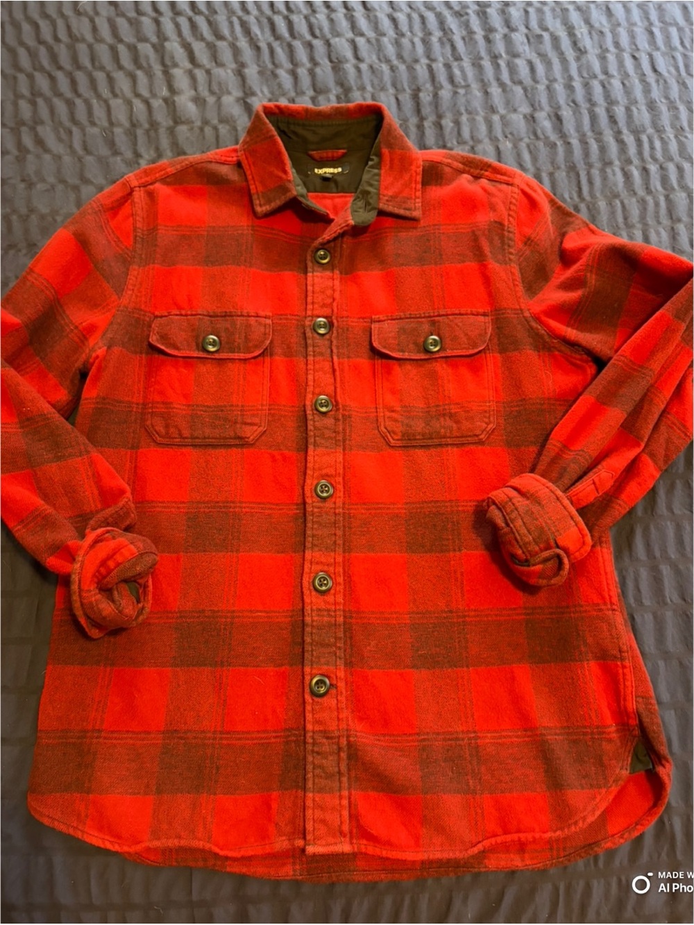 Men's Red Plaid Flannel/Button-Up Shirt